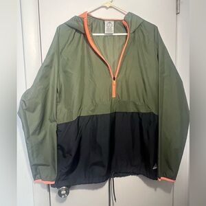 Adidas Olive and Black Jacket with Peach/Pink Trim